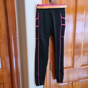 Polgar Black Leggings with Pink Trim Size S New Without Tags